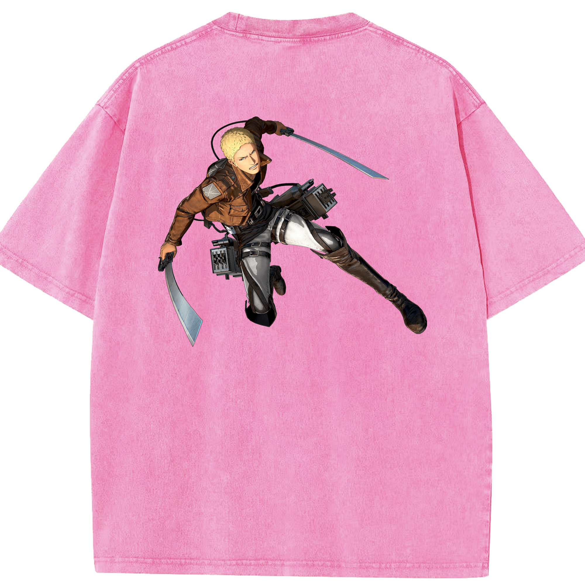 （画像用） 進撃の巨人 ライナー・ブラウン Attack on Titan Reiner Braun 綿100% ヴィンテージ風 半袖Tシャツ（背面プリント）